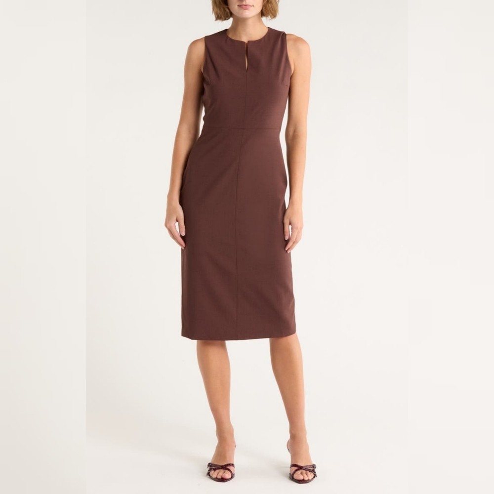 Theory Miyani Midi Dress In Polished Ponte Black Size 4 - Picture 2 of 6